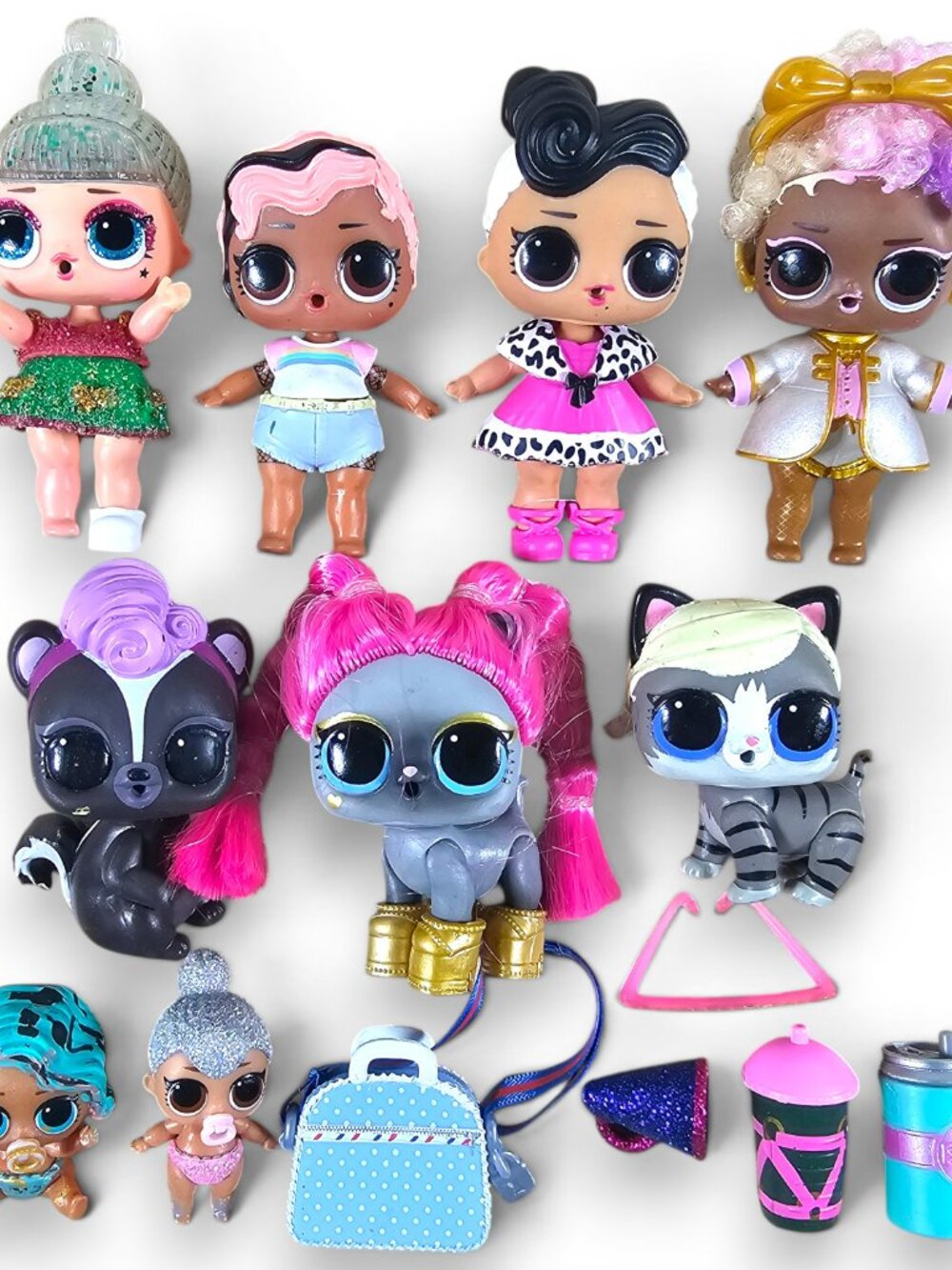MGA Entertainment LOL Surprise Doll Lot of 14 Winter Disco Tinsel Dollface Pets+